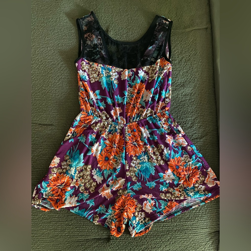 Floral Romper with Lace Detail
